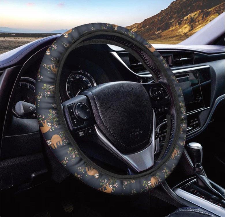 Adorable Sloth Pattern Car Steering Wheel Cover for Vehicles