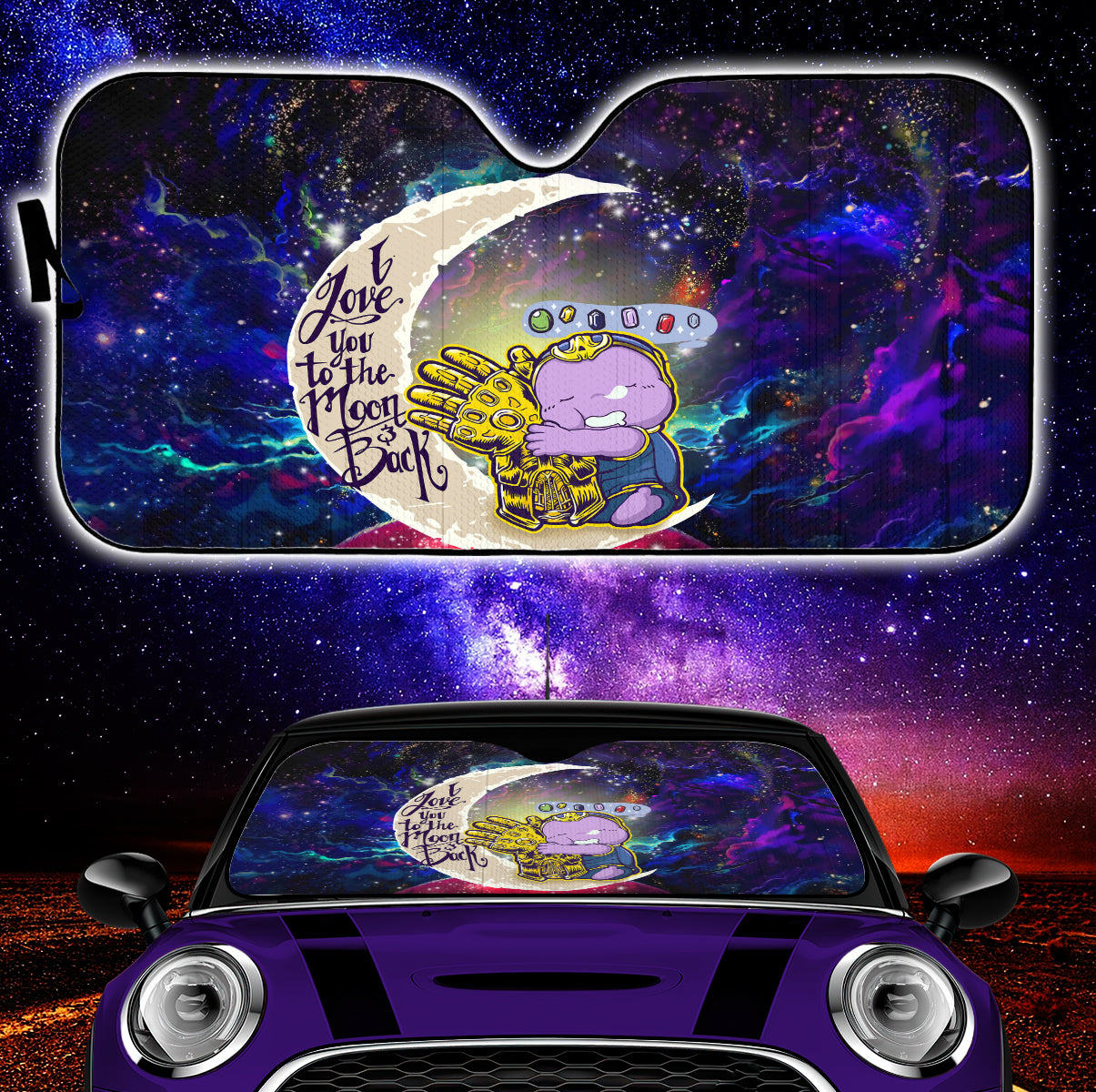 Thanos Love You To The Moon Galaxy Auto Sunshades for Cars