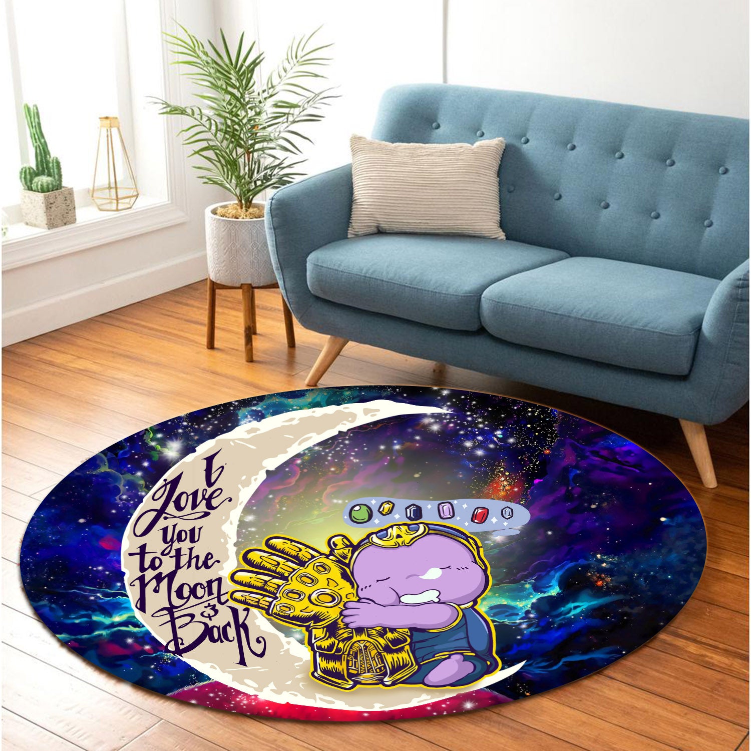 Thanos Love You To The Moon Galaxy Round Rug for Bedroom Living Room