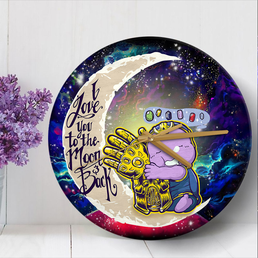 Thanos Love You To The Moon Galaxy Wood Wall Clock, Cute Design
