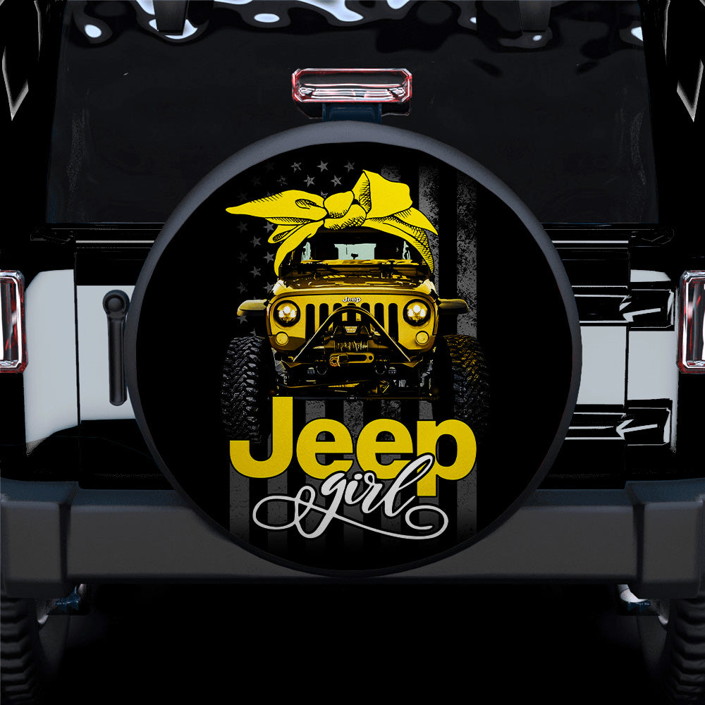 Cyber Yellow Jeep Girl Gift for Campers - Spare Tire Covers