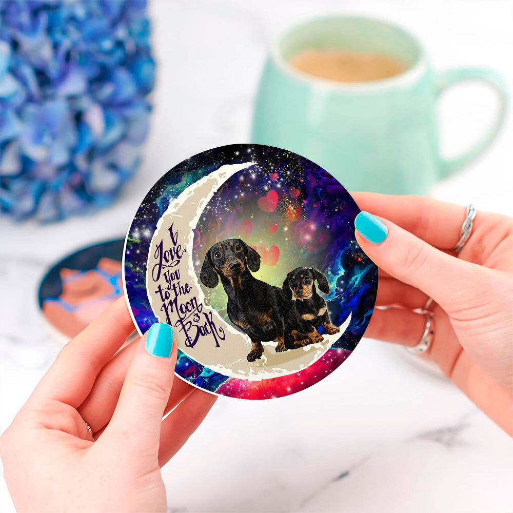 Dachshund Love You To The Moon Galaxy  Drink Coasters