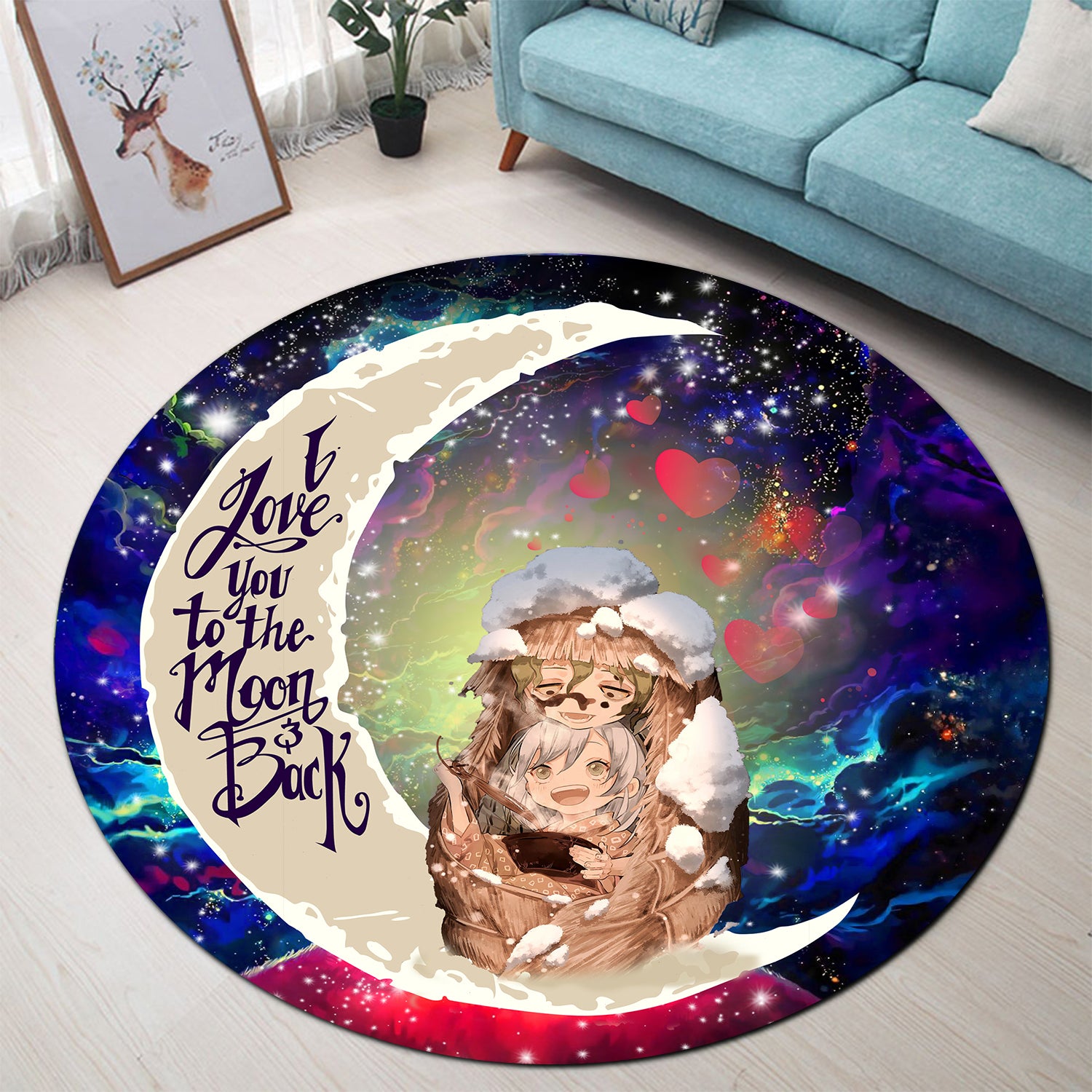 Love You To The Moon Galaxy Carpet Rug for Bedroom Living Room Decor