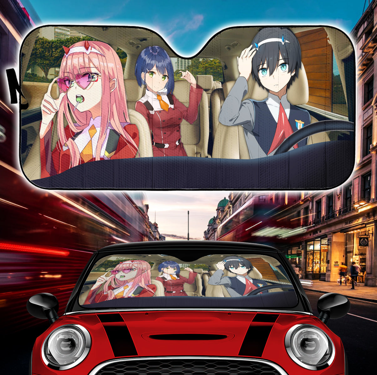Hiro Zero Two Ichigo Darling In The Franxx Car Auto Sunshades