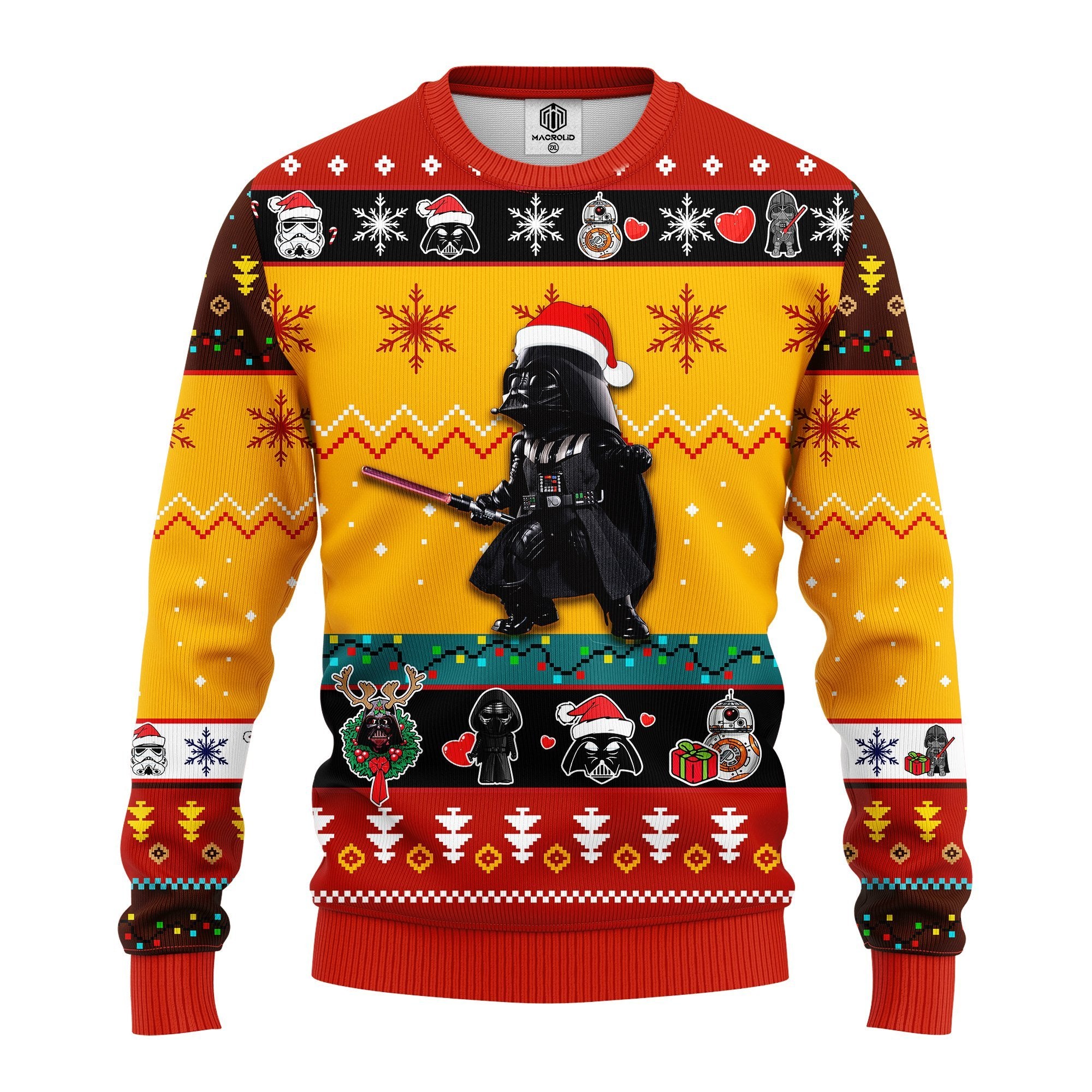 Darth Vader Ugly Christmas Sweater Yellow for Thanksgiving Gift