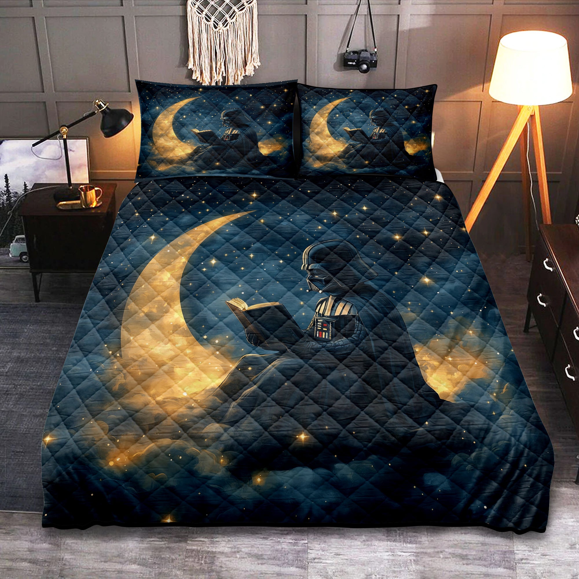 Darth Vader Crescent Moon Quilt Bed Set for Star Wars Fans
