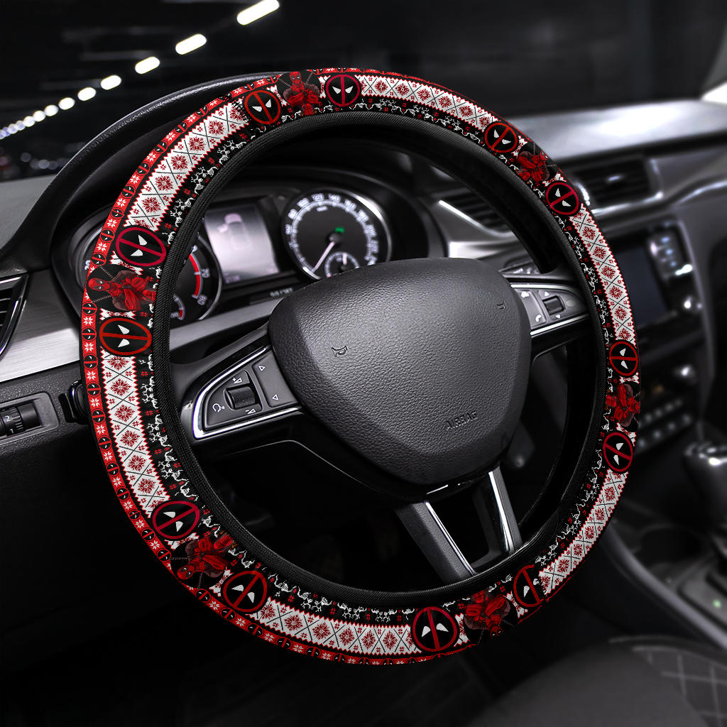 Deadpool Black Christmas Premium Car Steering Wheel Cover Custom Fit
