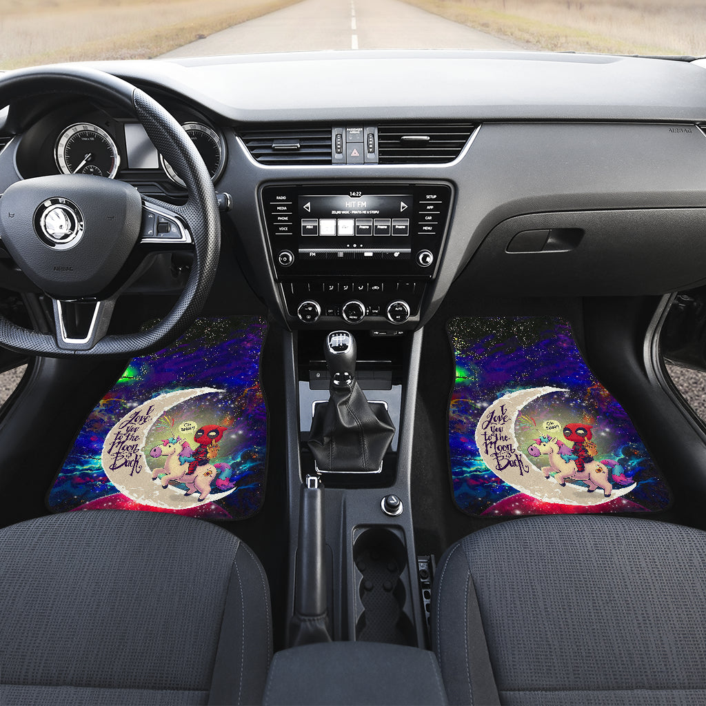 Deadpool Unicorn Galaxy Car Mats - Love You To The Moon Design