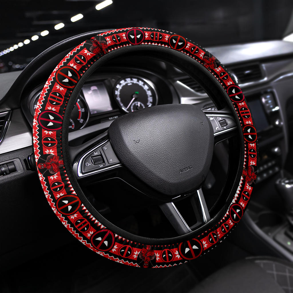 Deadpool White Christmas Premium Custom Steering Wheel Cover 7219