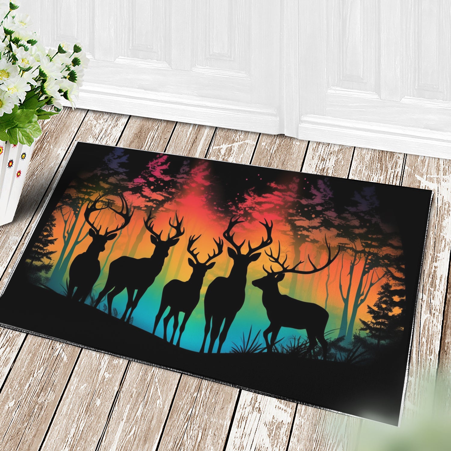 Rustic Deer Doormat Home Decor for Entryway and Porch