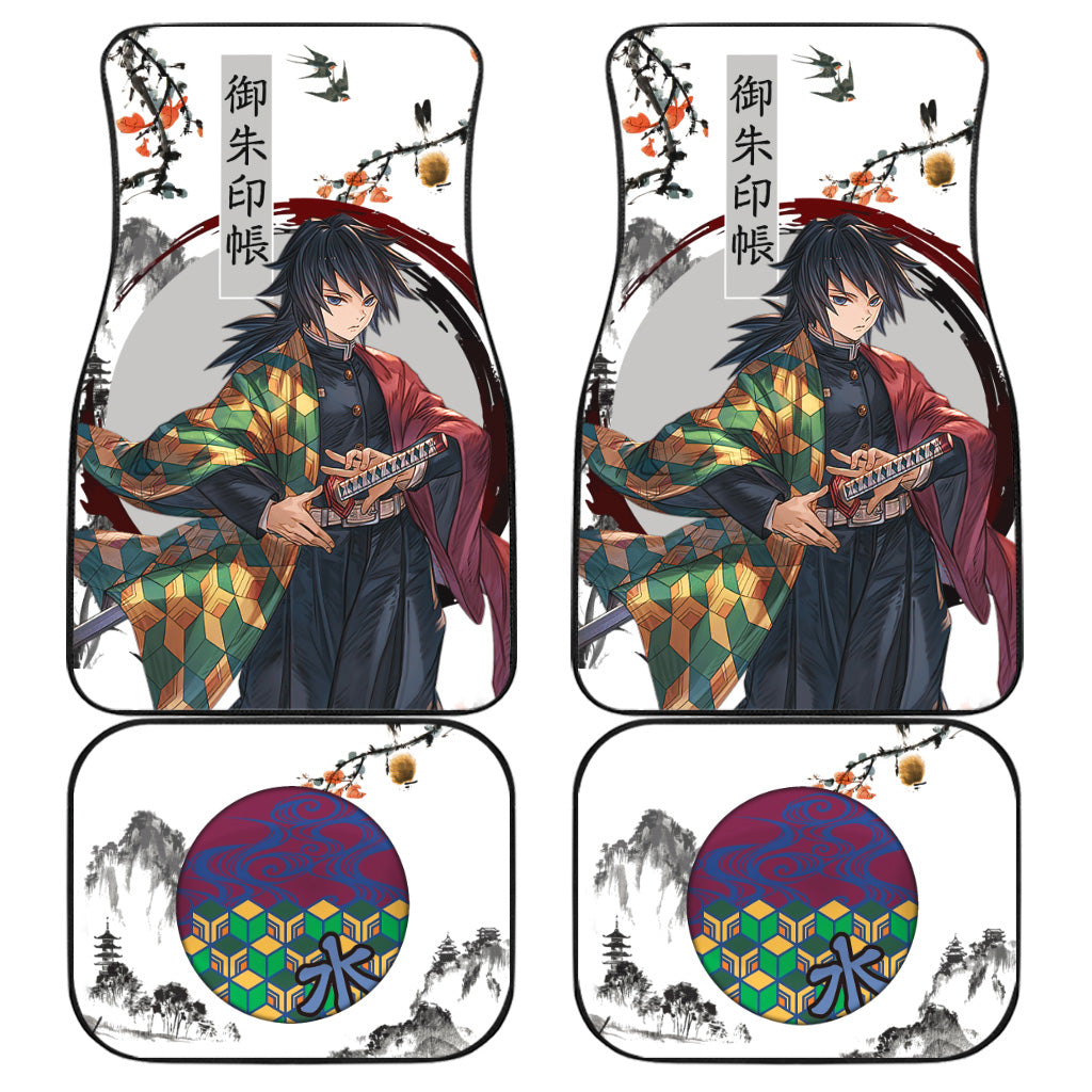 Demon Slayer Giyuu Anime Car Floor Mats Japanese Style Auto Accessories