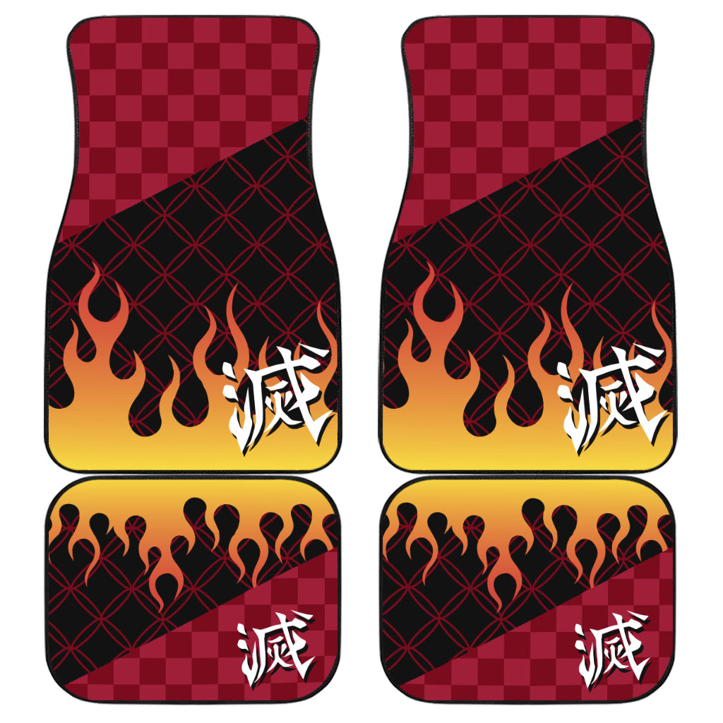 Premium Demon Slayer Kyojuro Rengoku Anime Car Floor Mats Vehicle Interior Accessories