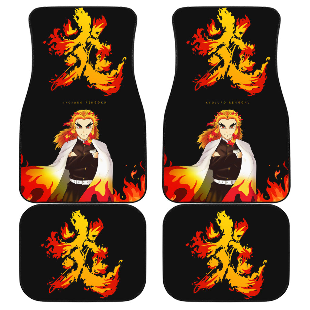Anime Demon Slayer Kyojuro Rengoku Car Floor Mats  Durable Symbol Car Accessories