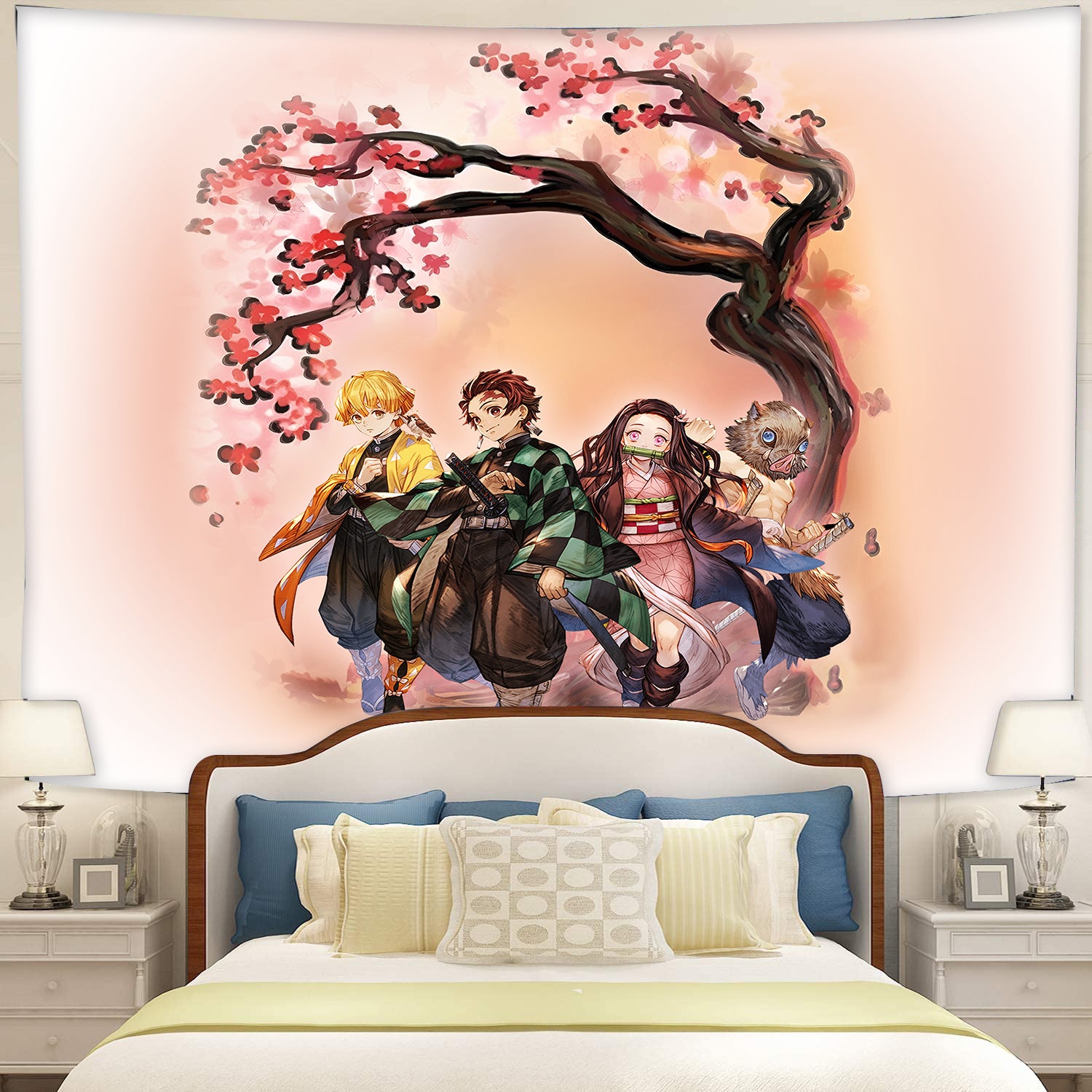 Anime Demon Slayer Kimetsu No Yaiba Cherry Blossom Wall Hanging Tapestry Room Decor