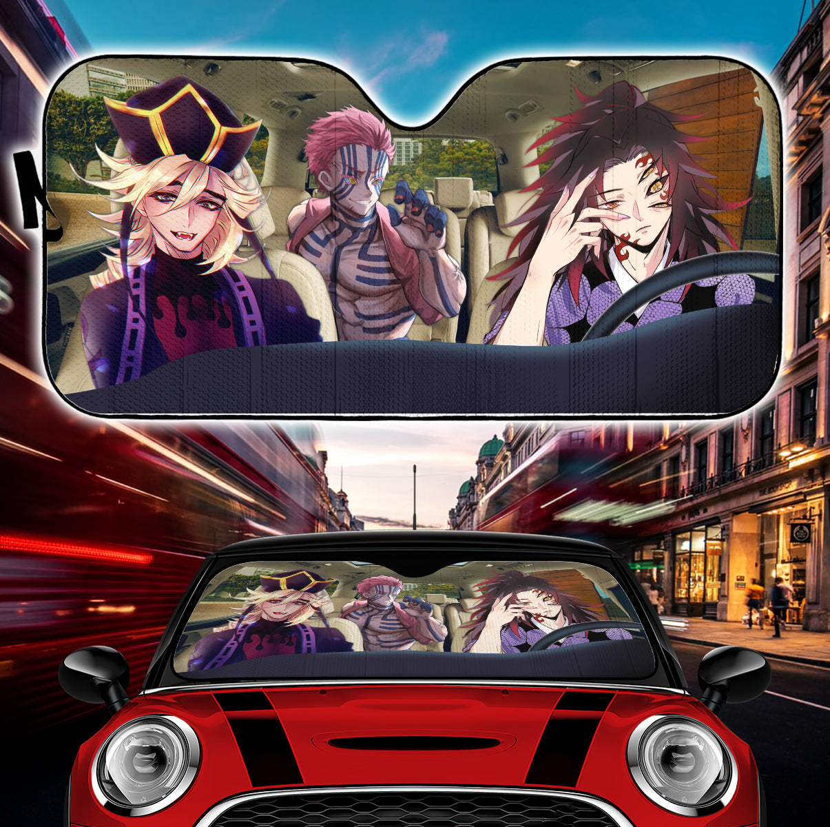 Demon Slayer Kokushibo Akaza Doma Car Sunshades for Auto Protection