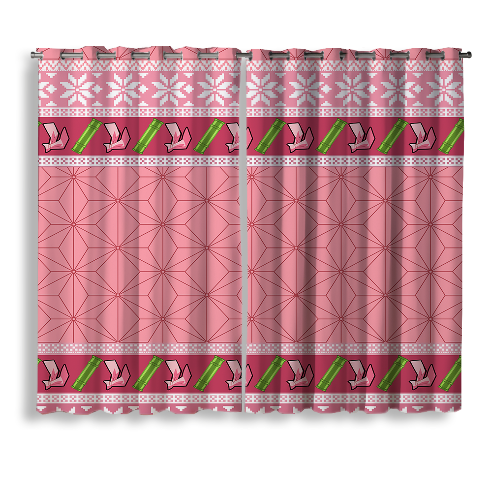 Demon Slayer Nezuko Themed Window Curtain for Kids Room Decor