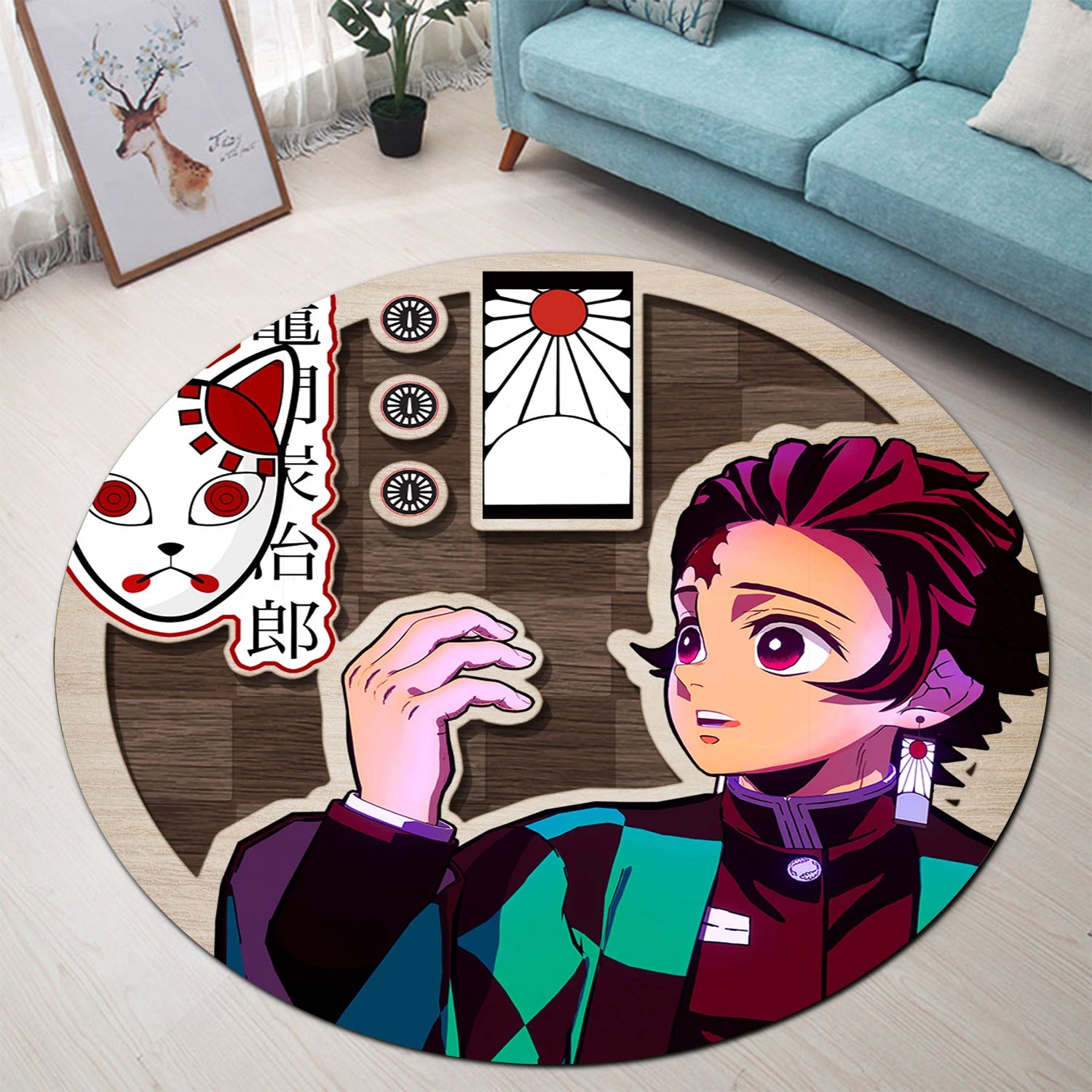 Demon Slayer Tanjiro Kamado Rug for Bedroom and Living Room Decor