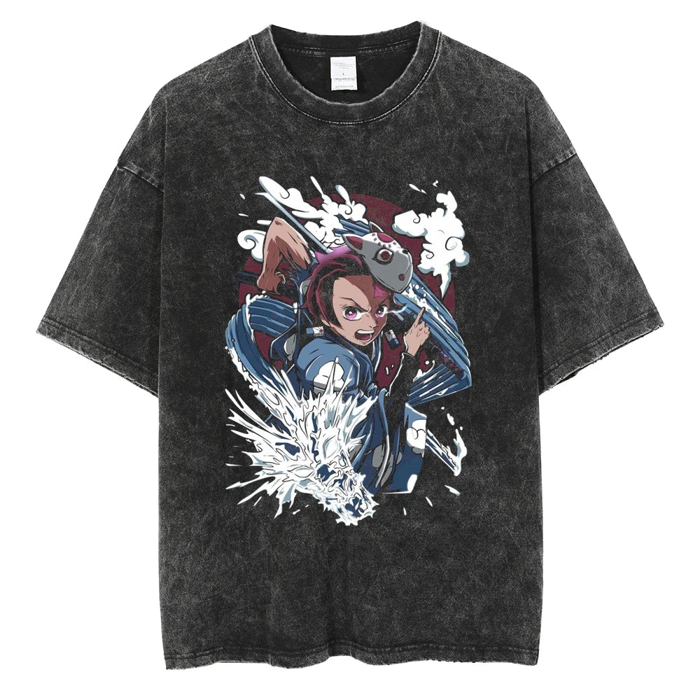 Anime Demon Slayer Tanjiro Kamado Water Breathing Tee Shirt