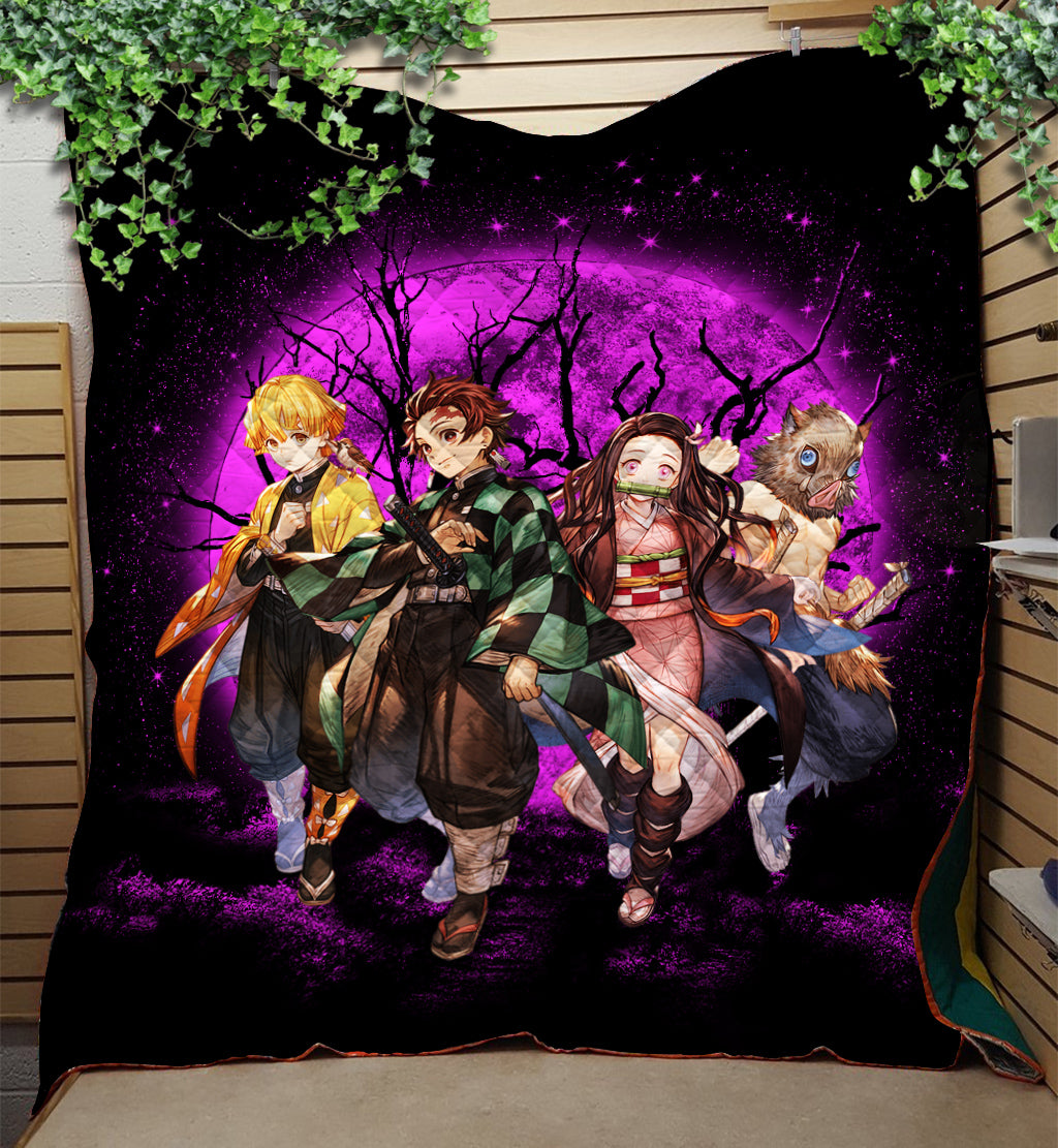 Demon Slayer Pink Moonlight Quilt Blanket for Fans and Collectors