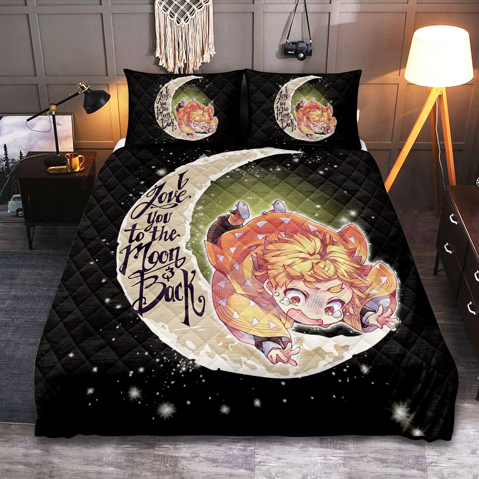 Demon Slayer Quilt Bed Set - To The Moon Themed Bedding Collection