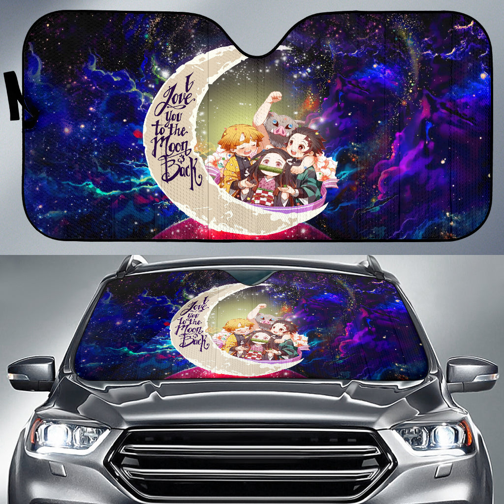 Demon Slayer Galaxy Car Sunshades - Love You To The Moon Design