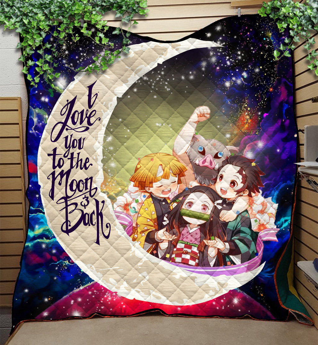 Demon Slayer Love You To The Moon Galaxy Quilt Blanket
