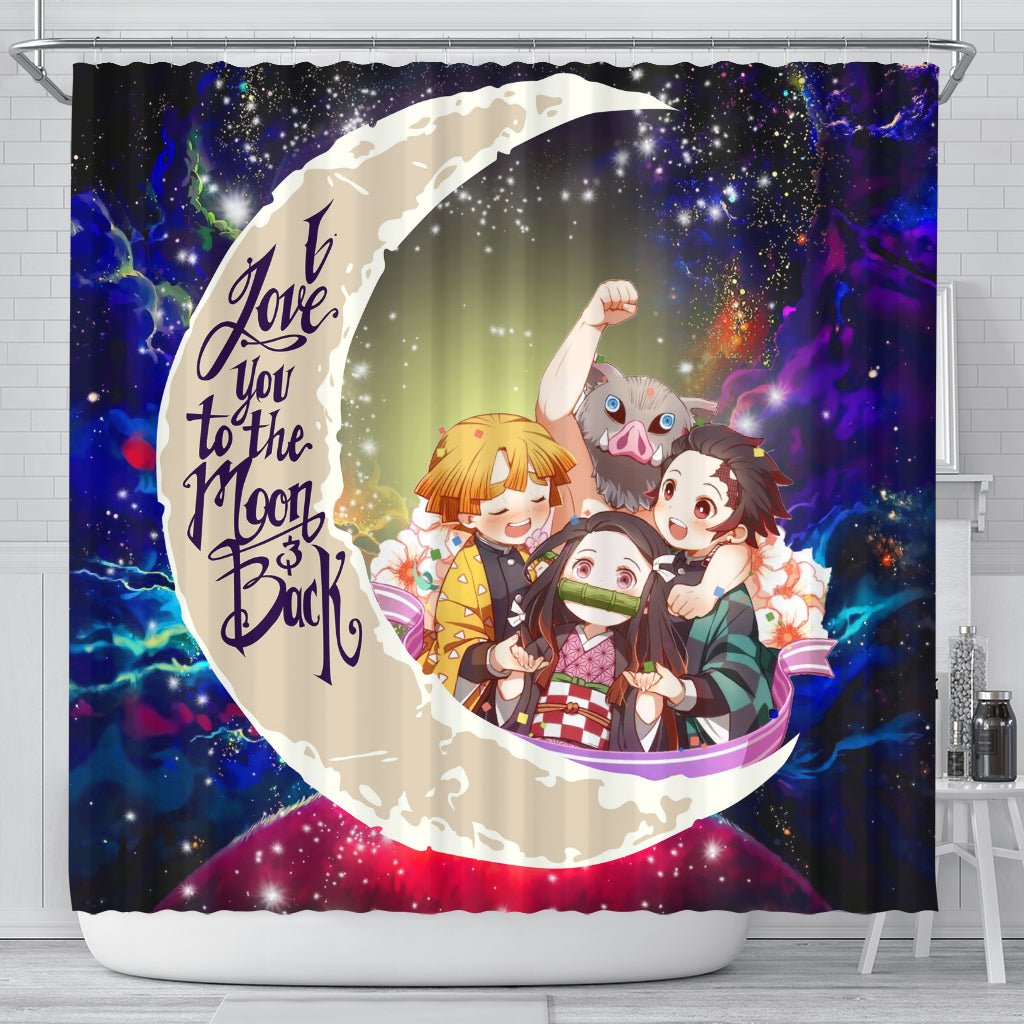 Demon Slayer Galaxy Shower Curtain - Love You To The Moon Design