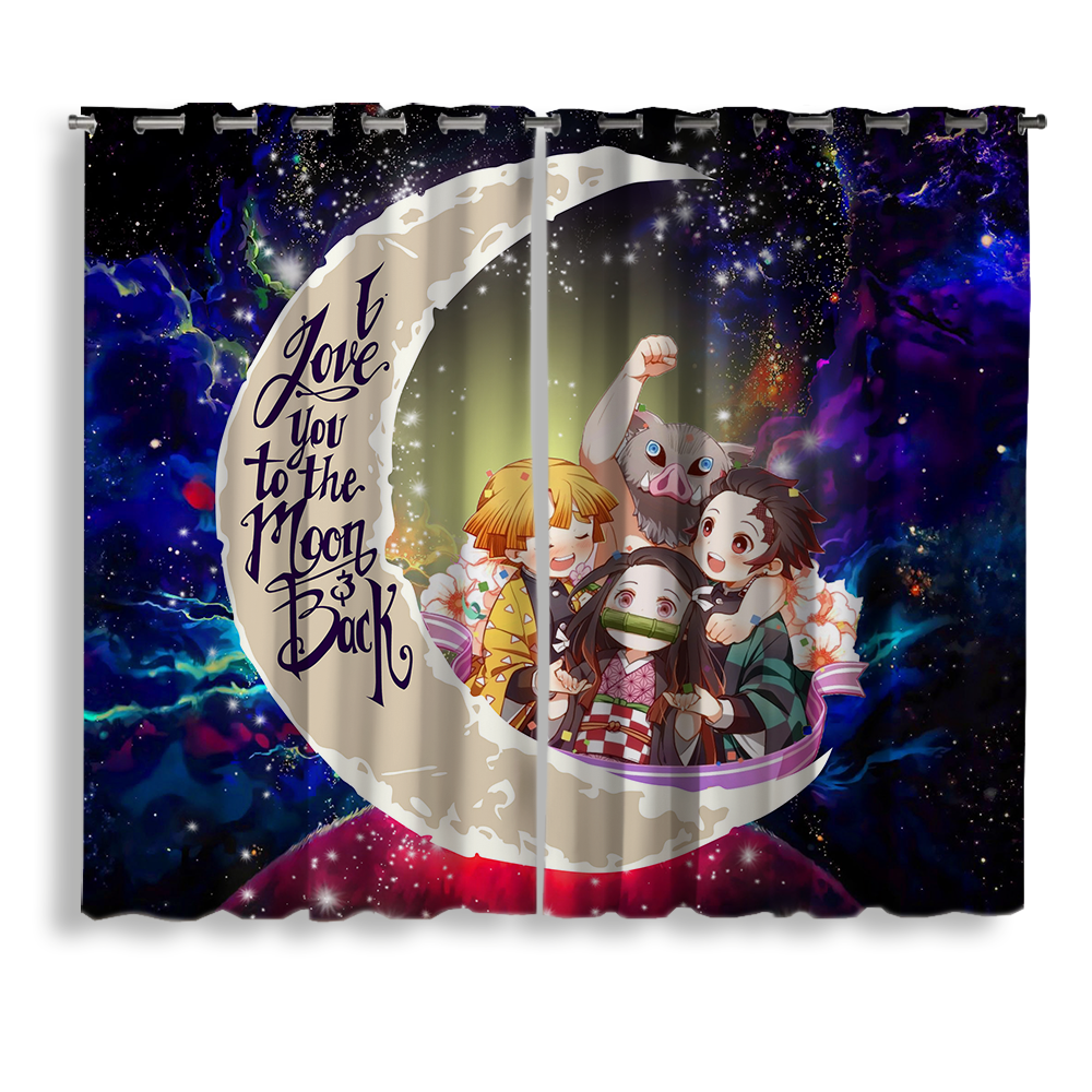 Demon Slayer Love You To The Moon Galaxy Window Curtain