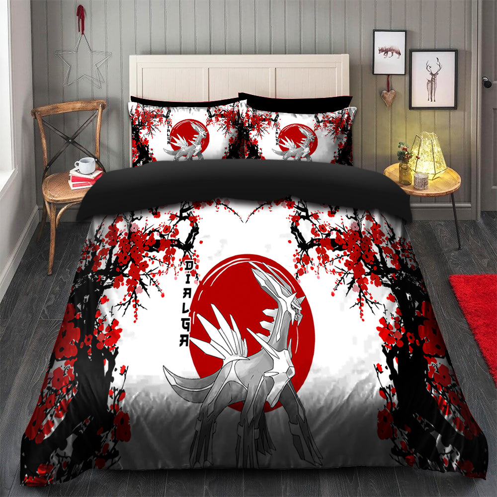 Dialga Bedding Set Japanese Style Duvet Cover with 2 Pillowcases