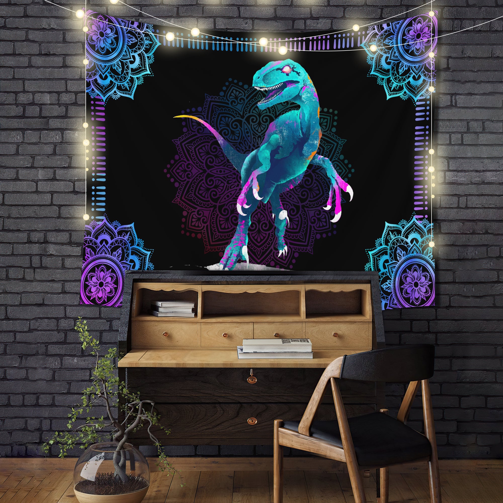 Dinosaur Mandala Wall Art Tapestry for Room Decor Dinosaur