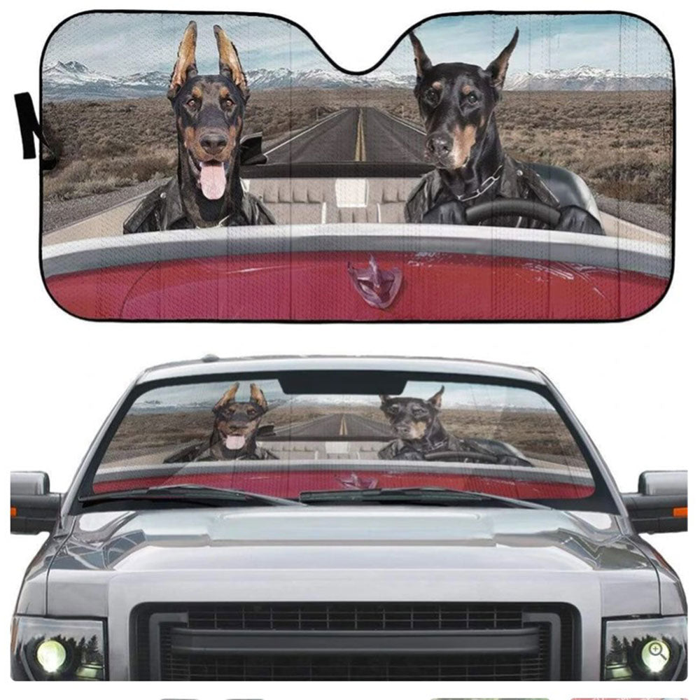Custom Doberman Dog Car Sun Shades Windshield Accessories Gift