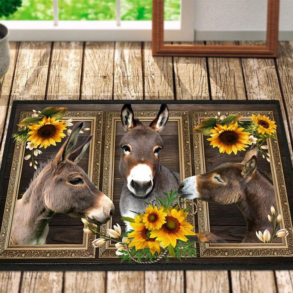 Lovely Sunflowers Donkey Doormat for Home Decor and Entryway