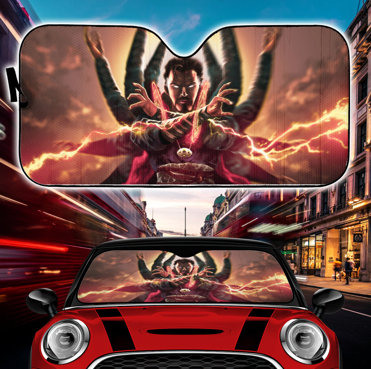Dr Strange Auto Sunshades - Casting Spell Car Window Shades