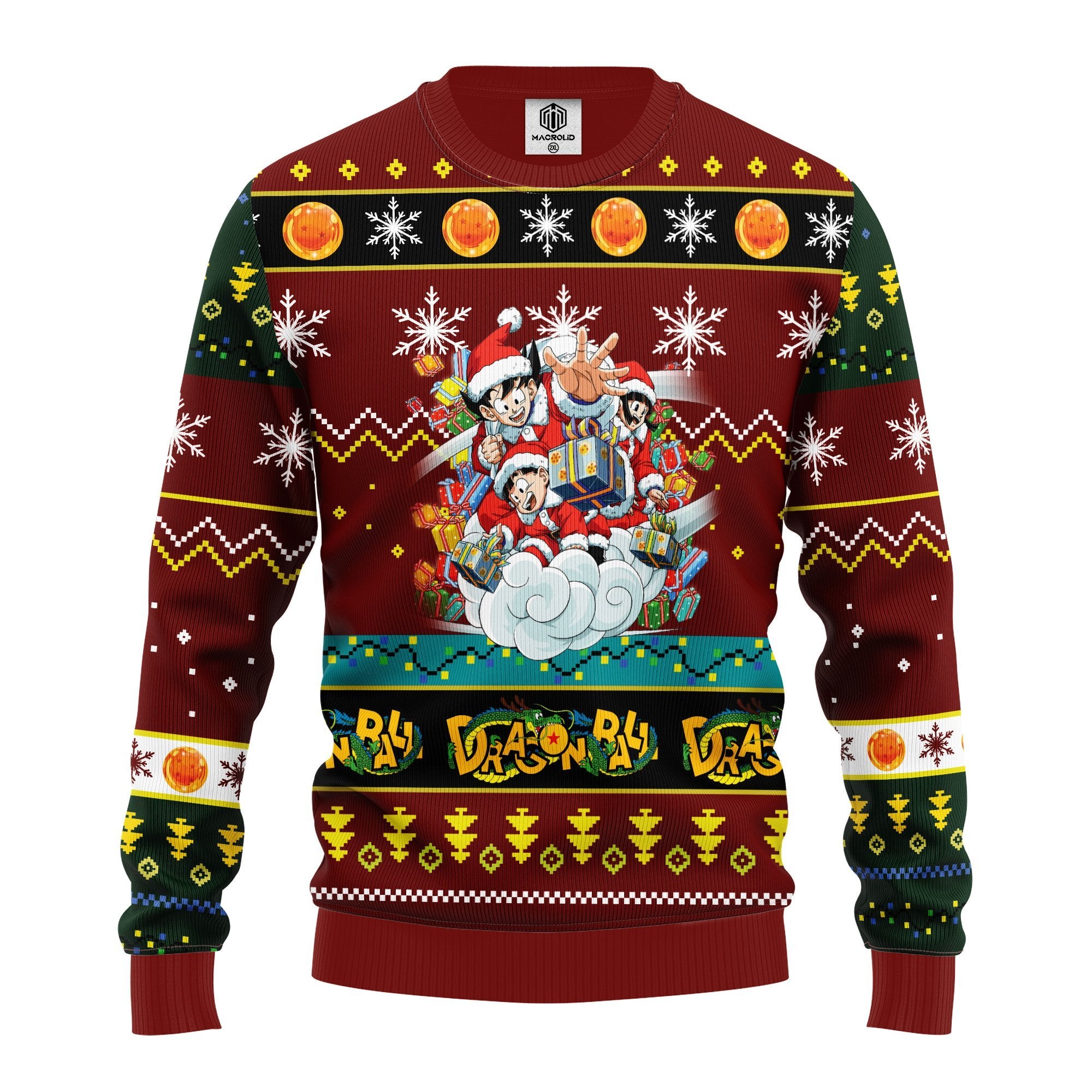 Dragon Ball Ugly Christmas Sweater Red Brown for the Holidays