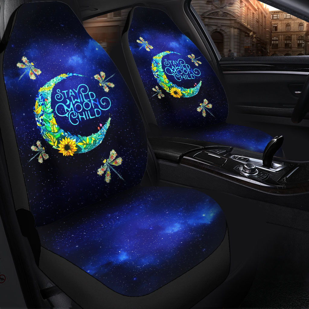 Dragonfly Galaxy Stay Wild Moon Child Custom Car Seat Covers Decor