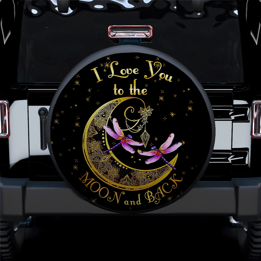 Dragonfly Love To The Moon Spare Tire Cover for Jeep Campers Gift