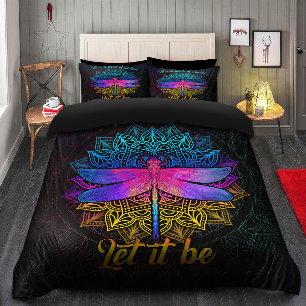 Dragonfly Mandala Duvet Cover Set with 2 Pillowcases, Let It Be