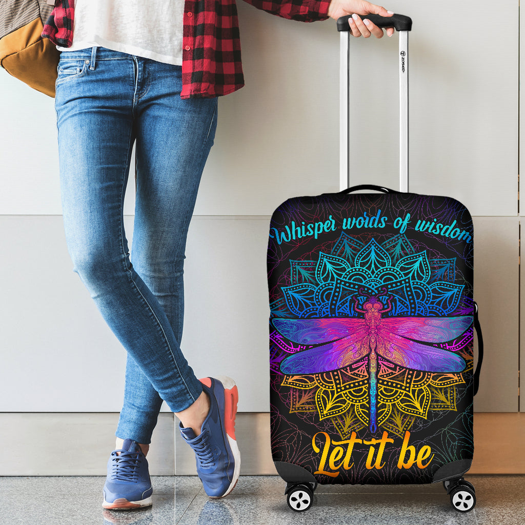 Dragonfly Mandala Luggage Cover Suitcase Protector - Let It Be Design