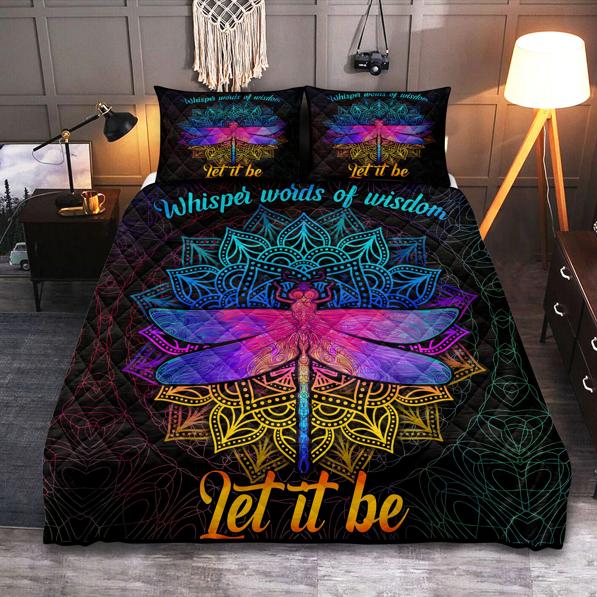 Dragonfly Mandala Quilt Bed Set - Let It Be Design
