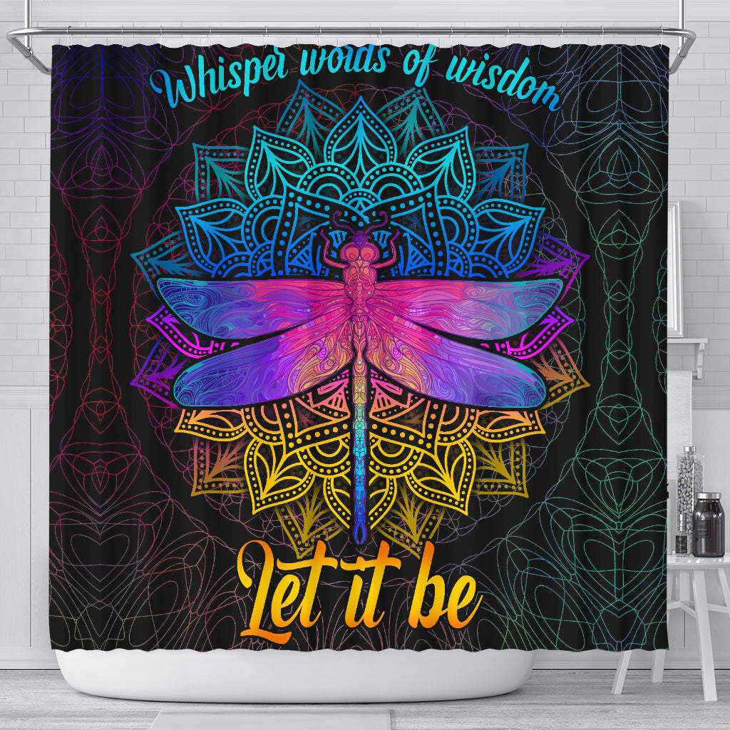 Dragonfly Mandala Shower Curtain - Let It Be Design