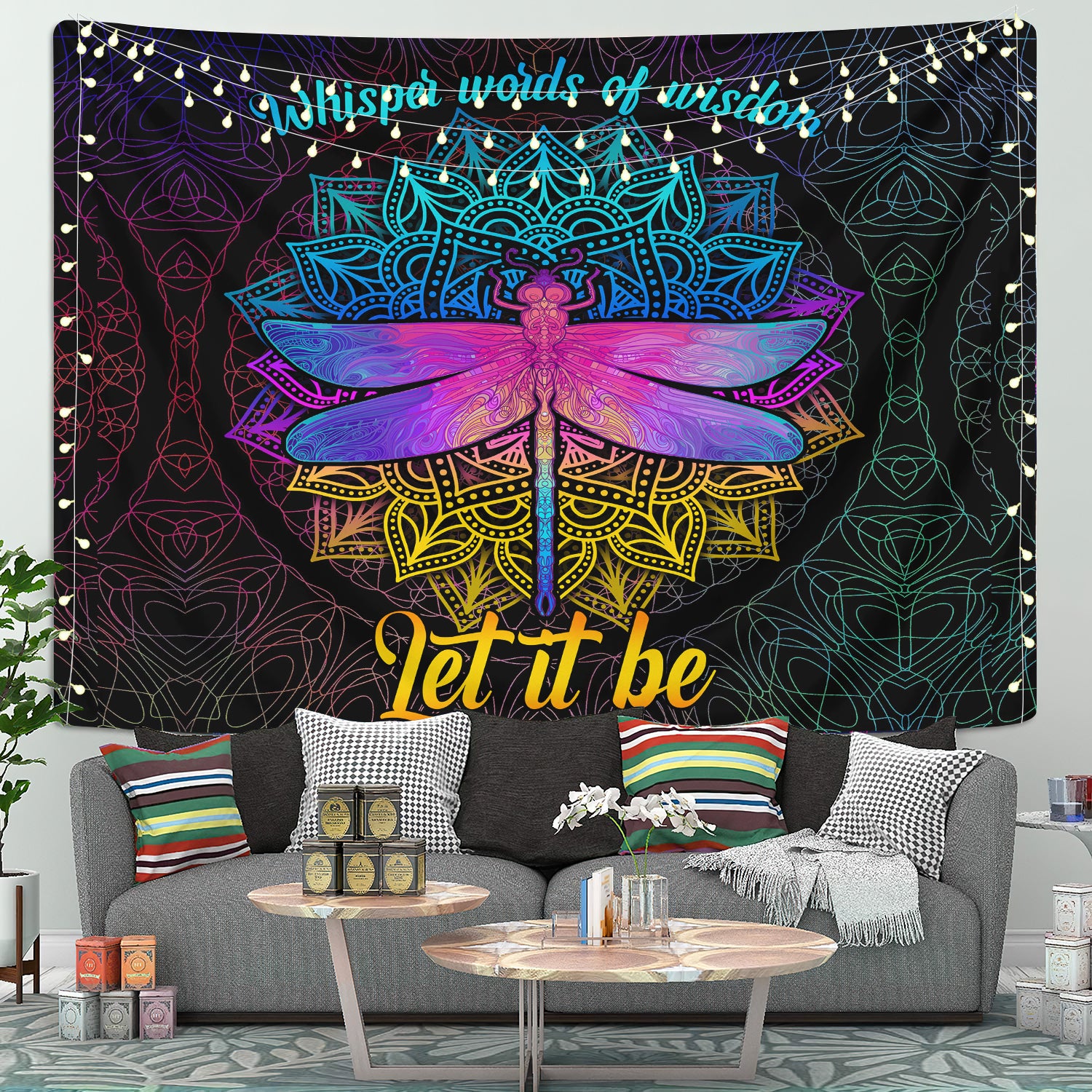 Dragonfly Mandala Tapestry Room Decor - Let It Be Design