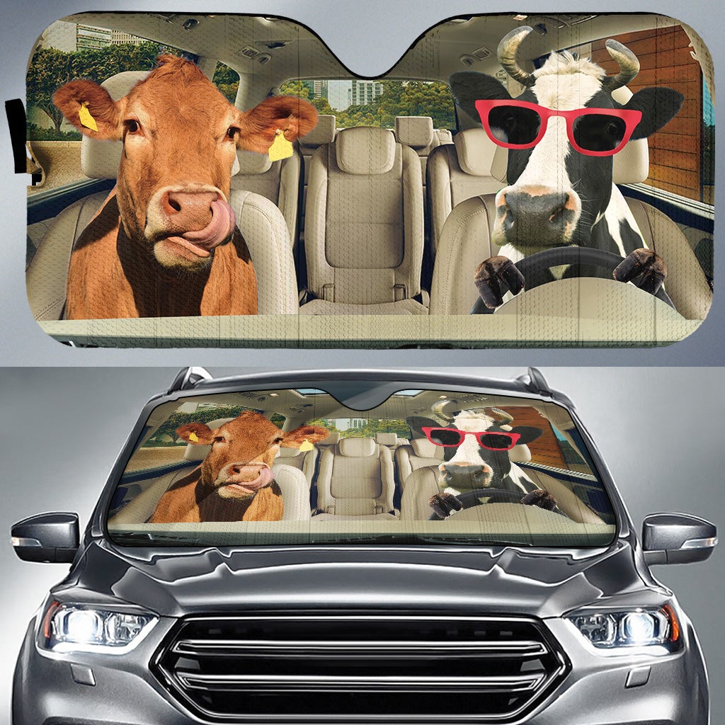 Cow Graphic Car Sunshades for Auto UV Protection and Style