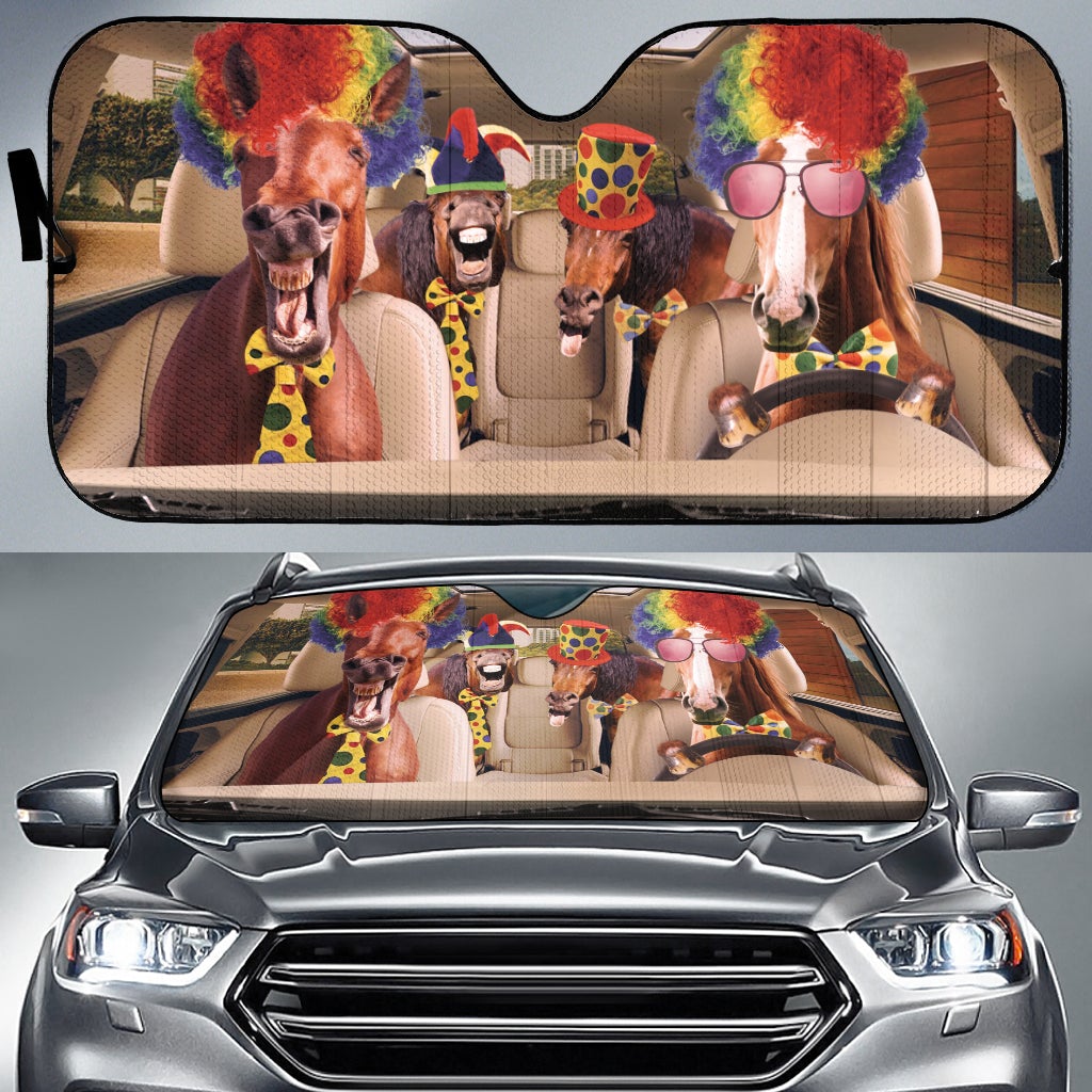 Funny Horse Clowns Car Auto Sunshades for Driving Protection