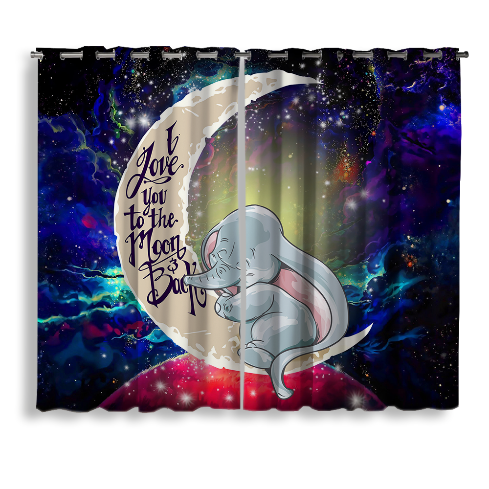 Dumbo Elephant Love You to the Moon Galaxy Curtain Panel
