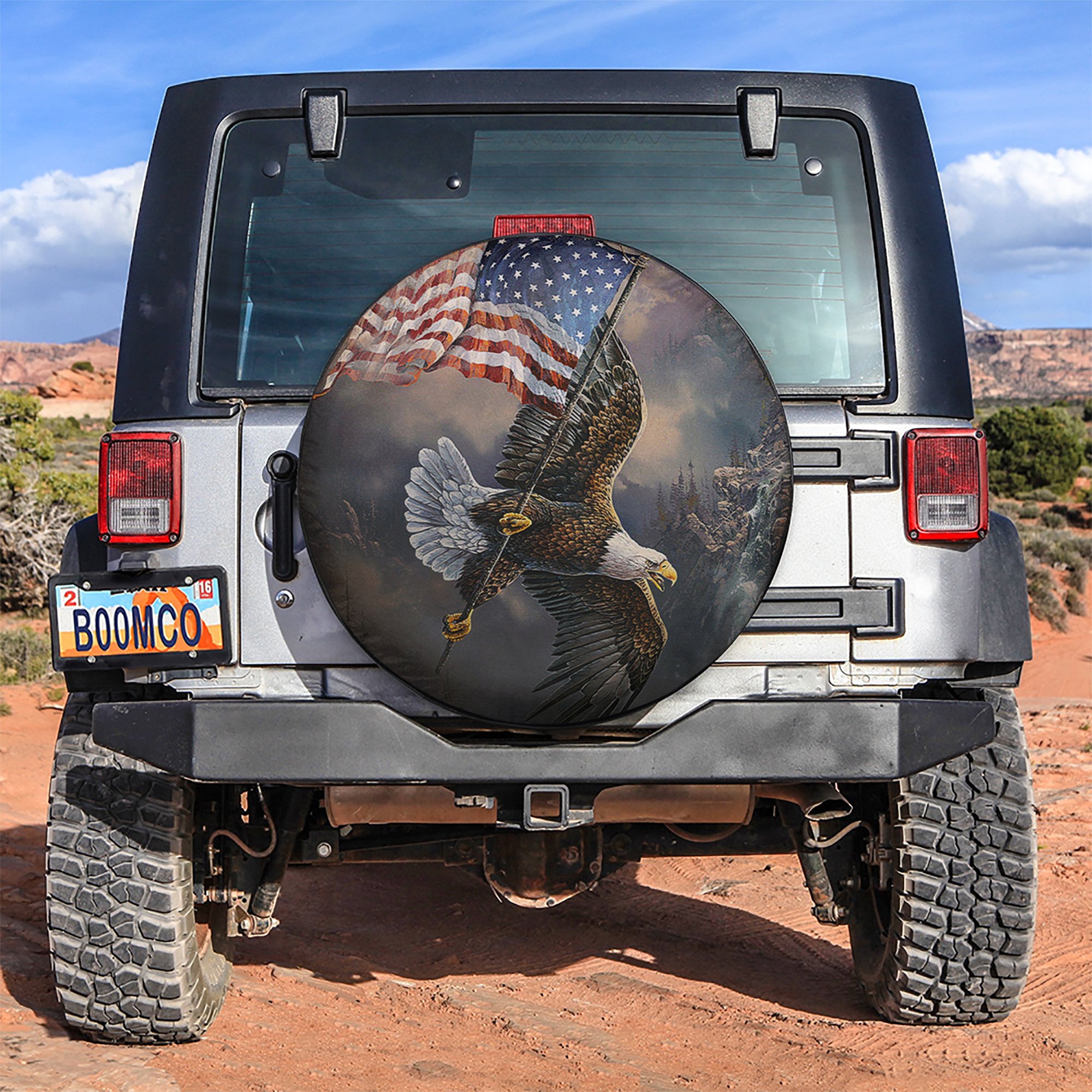 Eagle Design Jeep Spare Tire Cover Gift for Campers and Adventurers