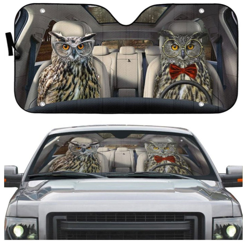 Eagle Owl Couple Car Sun Shades Windshield Accessories Gift