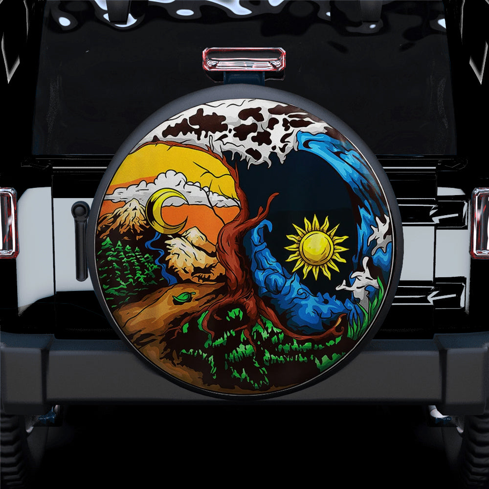 Yin Yang Earth Sun Moon Spare Tire Covers for Jeep Campers