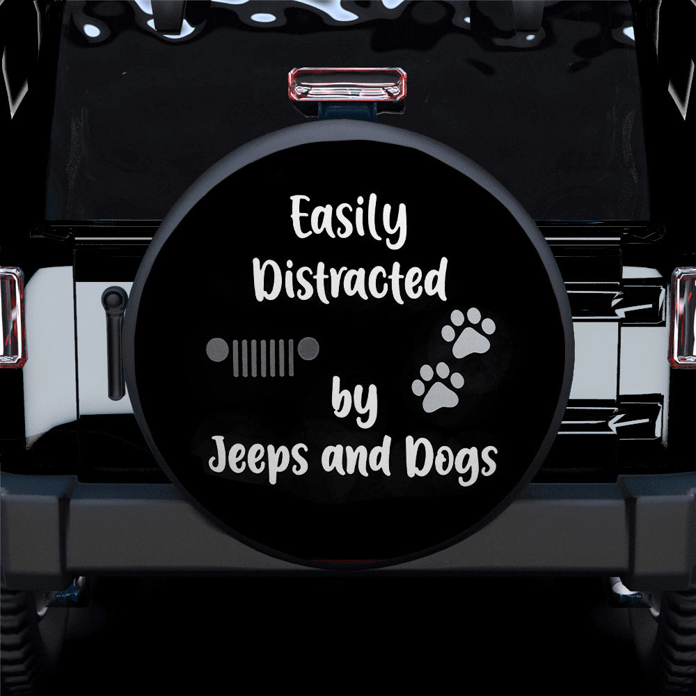 Easily Distracted by Jeeps and Dogs Spare Tire Covers for Campers