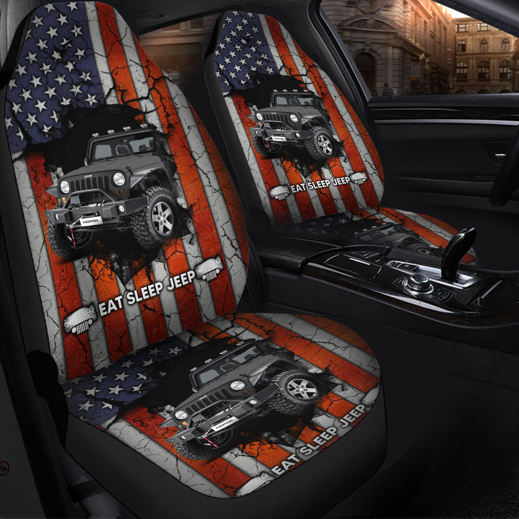 Eat Sleep Jeep Gray Custom Car Seat Covers - Premium Decor Protectors