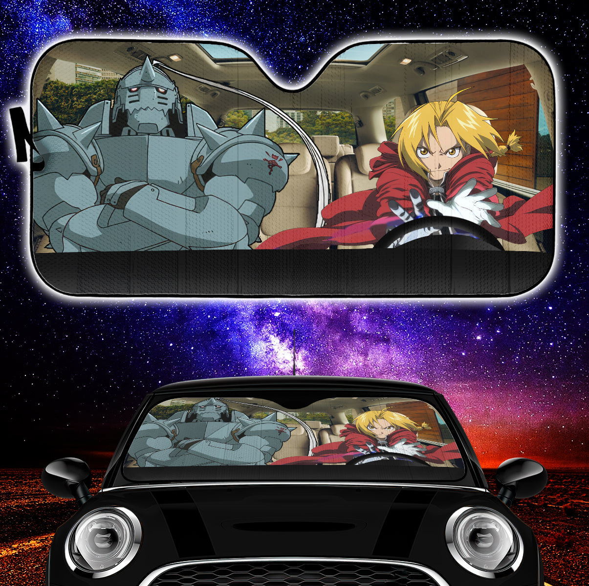 Fullmetal Alchemist Edward and Alphonse Auto Sunshades for Cars